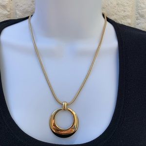 Gold-Tone 18” Snake Chain Ring-Pendant Necklace